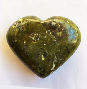 Serpentine Heart 2-1/5 Inch Slightly Puffed Heart in Olive Hues