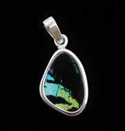 Butterfly Wing Pendant Green Banded Urania Leilus Extra Small Wing Shape