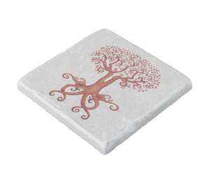 Tree of Life and Love Stone Coaster in Sienna