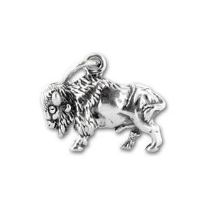 Buffalo Charm of Solid Sterling Silver