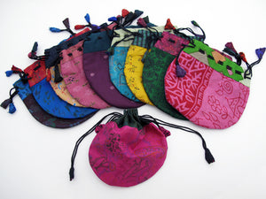 Silk Sari Drawstring Pouch Bag in small size