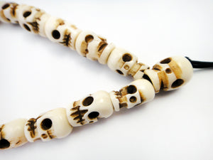 Small Skull Beads Stretch Buddhist Mala Bracelet without Tassel