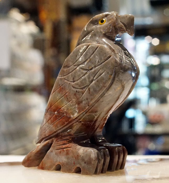 Eagle Figurine Soapstone Carving - Hold it to boost your endocrine system.