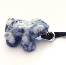 Load image into Gallery viewer, Sodalite Frog Amulet on Black Cord aka Frog Fetish