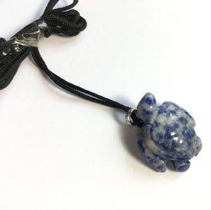 Sodalite Turtle Amulet on Black Cord aka Turtle Fetish