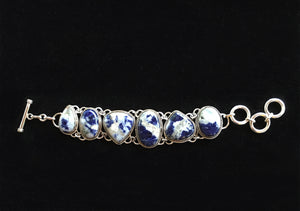 Blue Sodalite Link Bracelet Adjustable from 6 to 7.5 inches