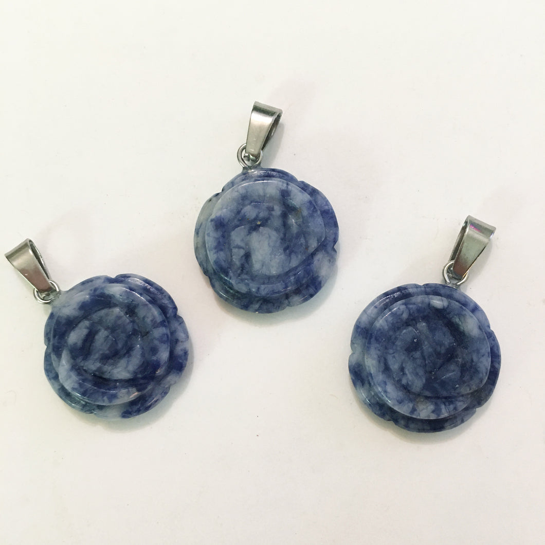 Sodalite Pendant Carved Rose Small Size