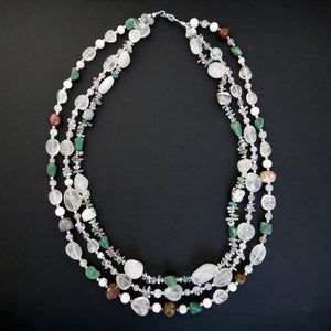 Tumbled Crystal Necklace of semi precious gems brass