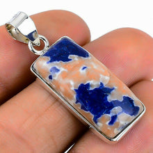 Load image into Gallery viewer, Orange and Blue Sunset Sodalite Pendant in Sterling Silver Oblong