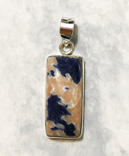 Load image into Gallery viewer, Orange and Blue Sunset Sodalite Pendant in Sterling Silver Oblong