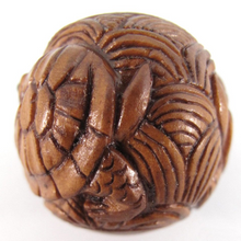 Load image into Gallery viewer, Turtle Bead as a Ball Boxwood Ojime Bead