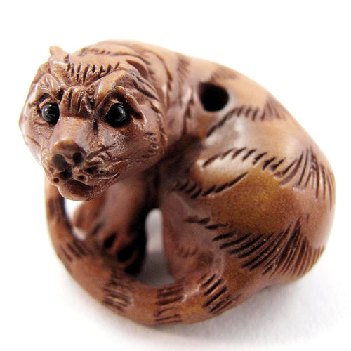 Curling Tiger Ojime Bead