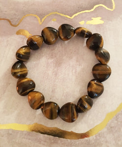 Tiger's Eye Stretch Bracelet mini heart beads