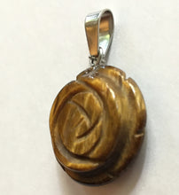 Load image into Gallery viewer, Golden Tigers Eye Pendant Carved Rose Size Small
