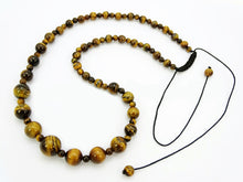 Load image into Gallery viewer, Golden Tigers Eye Graduated Bead Necklace with Macrame Closure