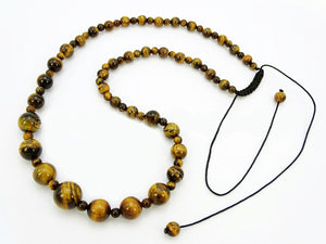 Golden Tigers Eye Graduated Bead Necklace with Macrame Closure