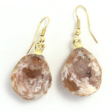 Load image into Gallery viewer, Druzy Earrings Translucent Red Agate Geode with Silver Ear Wires