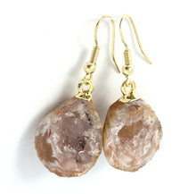 Load image into Gallery viewer, Druzy Earrings Translucent Red Agate Geode with Silver Ear Wires