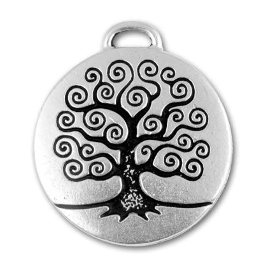 Tree of Life Charm Silver with Antique Finish