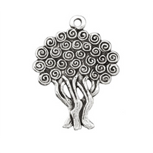 Load image into Gallery viewer, Swirly Tree of Life Silver Plated Pewter Charm with Antique Finish