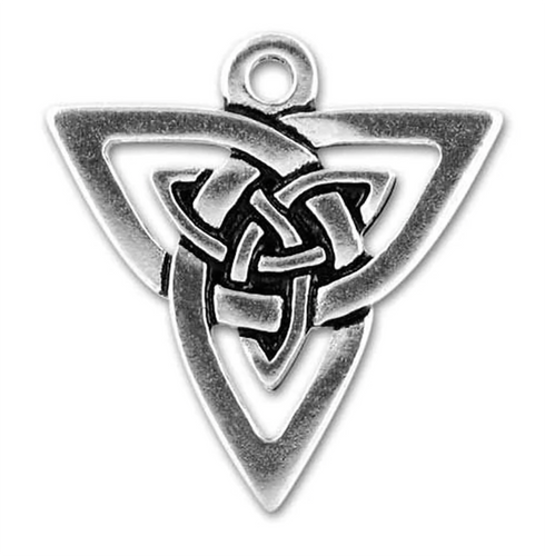 Triangle Celtic Knot Charm in Antique Silver-Plated Pewter by TerraCast