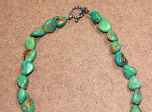 Sleeping Beautify Turquoise Necklace Pendant with Green Turquoise Necklace Beads Santa Fe Design