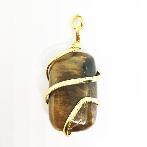 Golden Tigers Eye Wire Wrapped Pendant