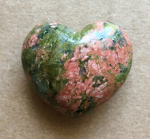 Load image into Gallery viewer, Unakite Heart super puffy heart 30mm wide