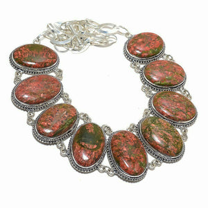 Unakite Chain Collar Necklace