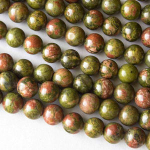 Unakite Strand of 8mm Round Beads