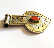 Load image into Gallery viewer, Vintage Silver and Brass Pendant with Carnelian