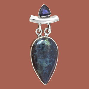 Vivianite and Iolite Pendant