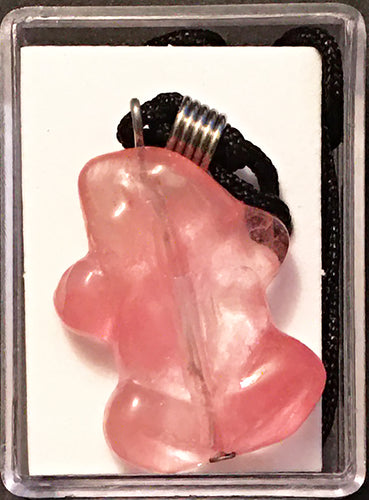 Cherry Quartz Frog Amulet on Black Cord aka Frog Fetish Smaller Size