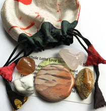 Load image into Gallery viewer, Crystals for Love: Whole Lotta Love Stones Starter set of five stones in a silk sari drawstring pouch