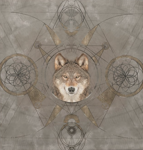 Wolf Sacred Geometry Cotton Tarot Cloth
