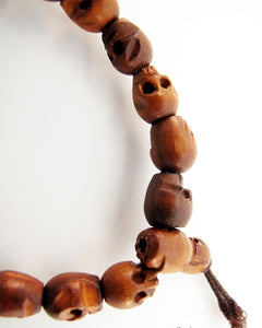 Wooden Skull Bead Stretch Bracelet