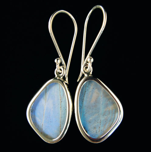 Pearl Blue Morpho Butterfly Earrings in Extra Small