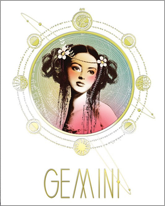 Gemini Papaya Art Zodiac Print